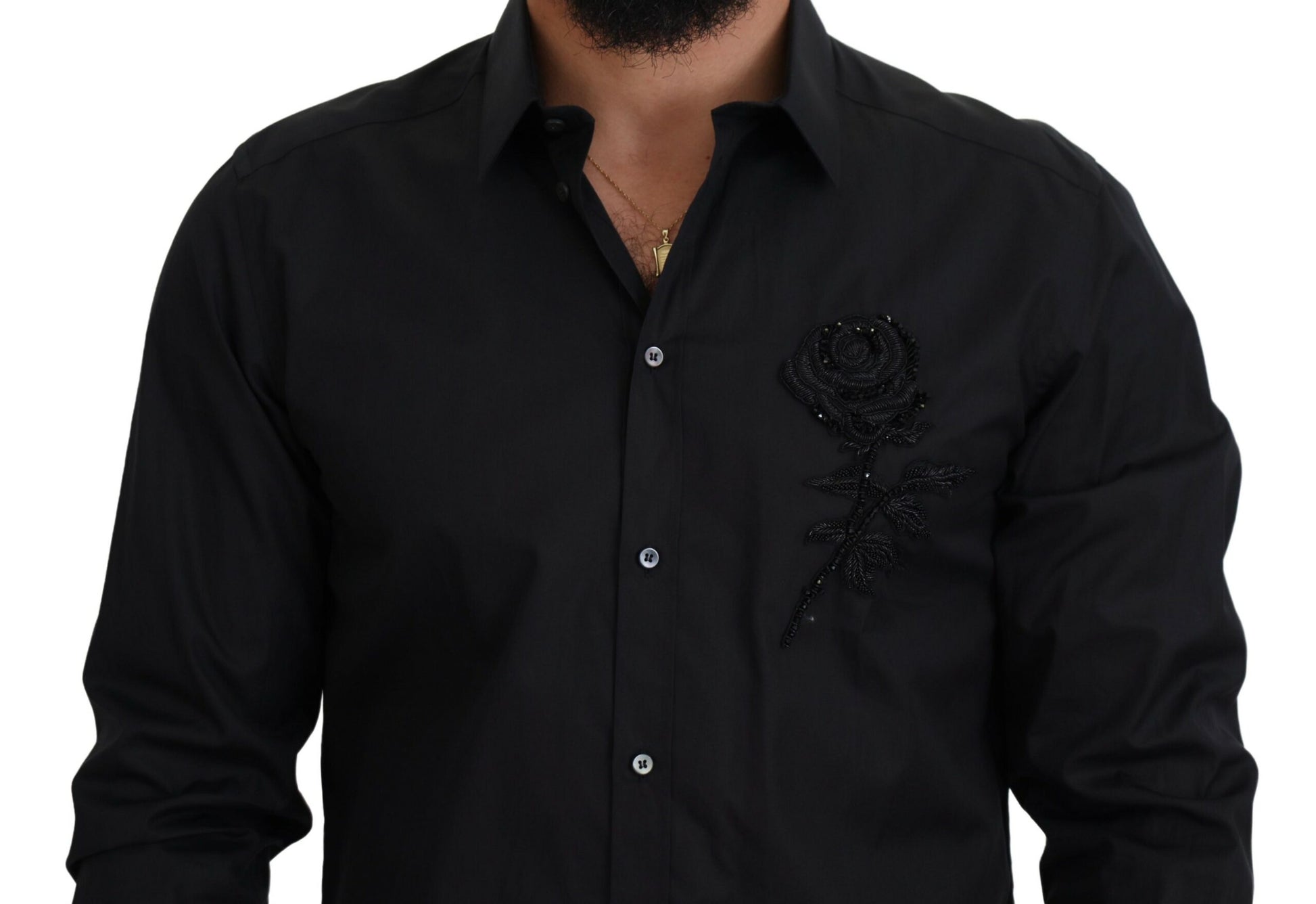 Chemise Dolce & Gabbana en coton slim fit Roses Noires