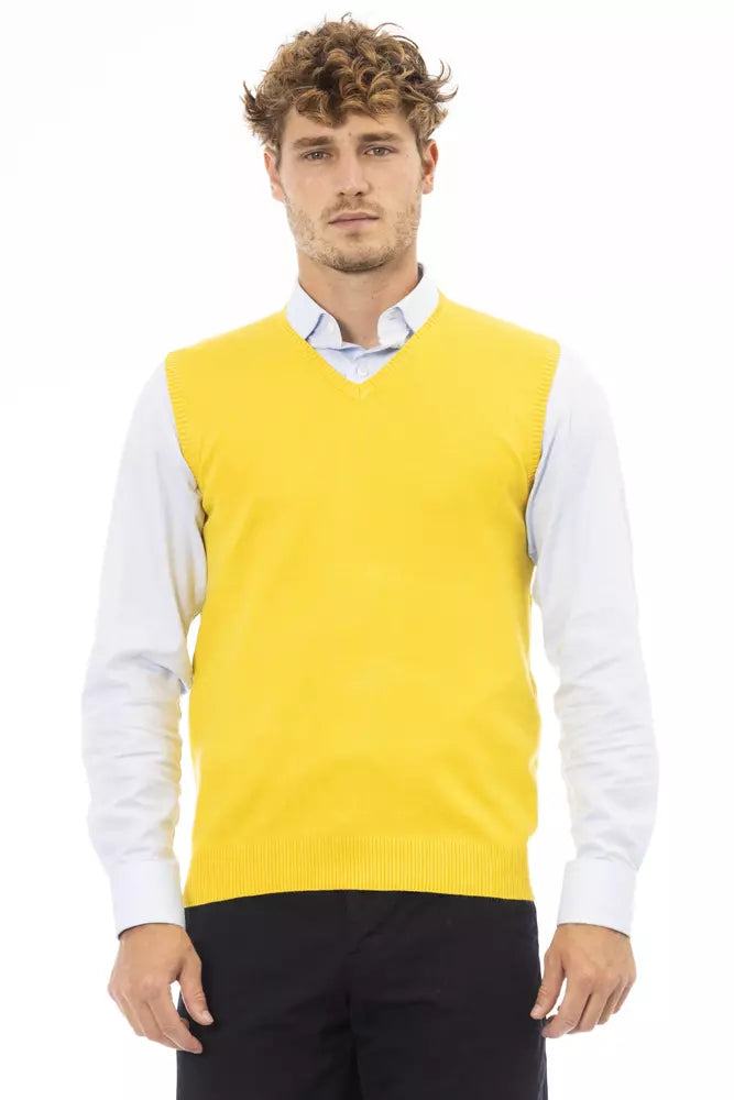 Alpha Studio Yellow Sleeveless Jacket for Men