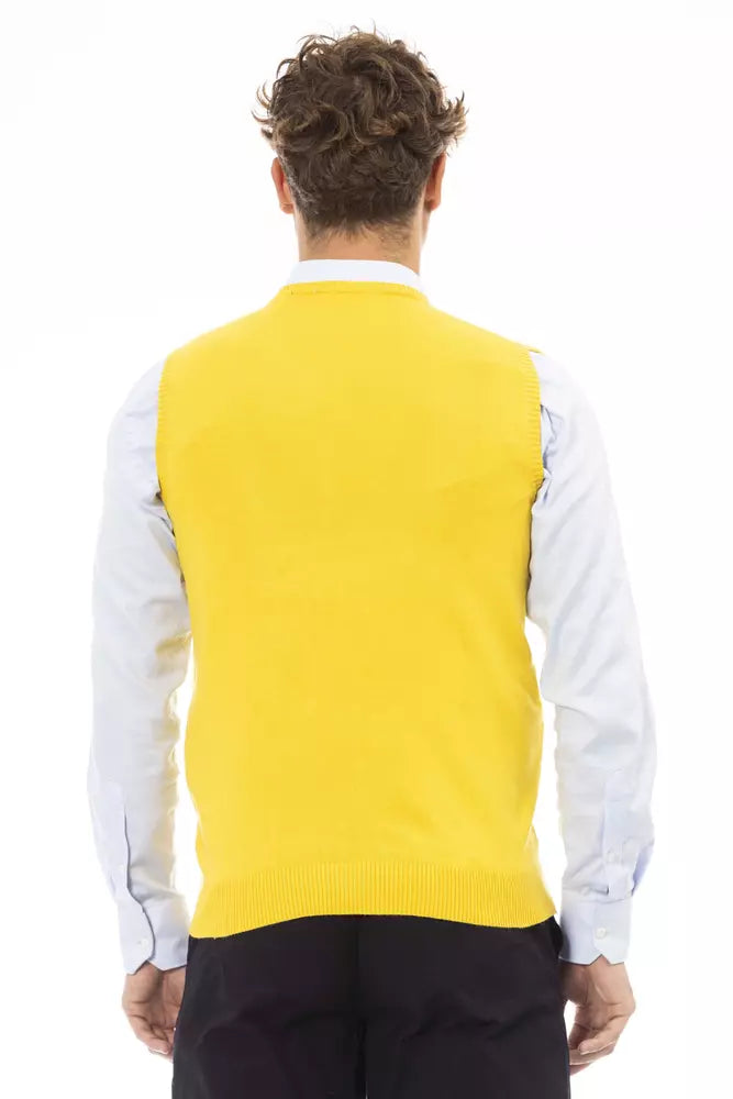 Alpha Studio Yellow Sleeveless Jacket for Men detail view