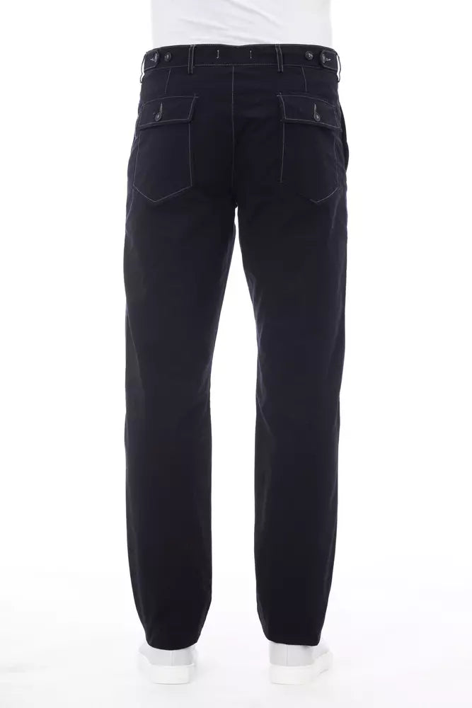 Alpha Studio Blue Casual Pants for Men detail view