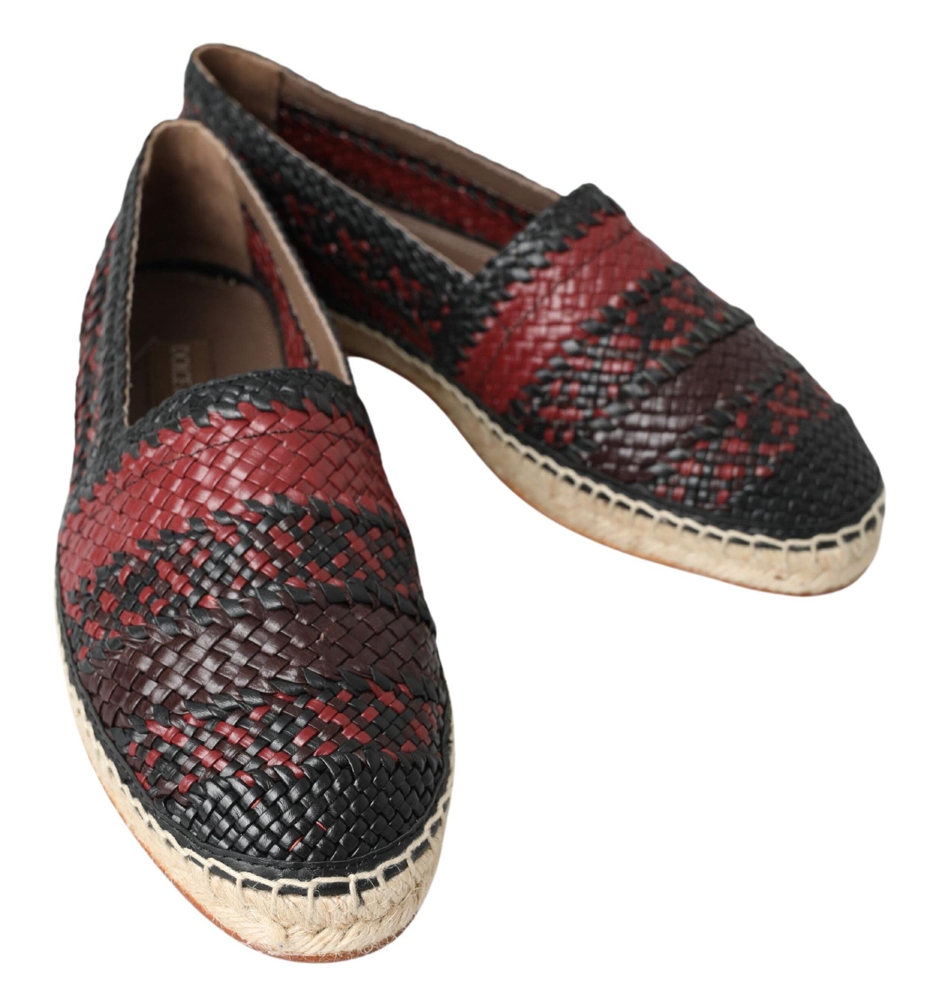 Chaussures espadrilles Dolce & Gabbana en cuir de buffle noir bordeaux