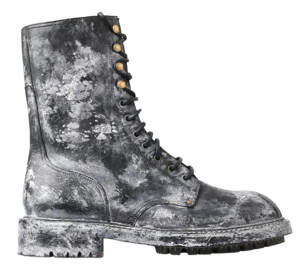 Dolce & Gabbana Black Lace Up Boots for Men