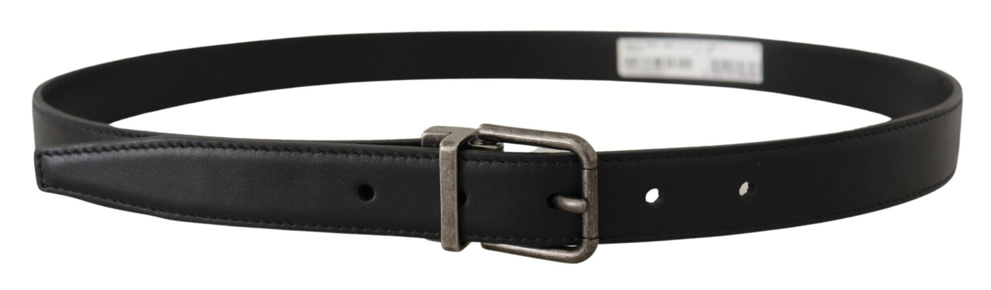 Ceinture Dolce & Gabbana en cuir noir uni avec boucle métallique logo vintage