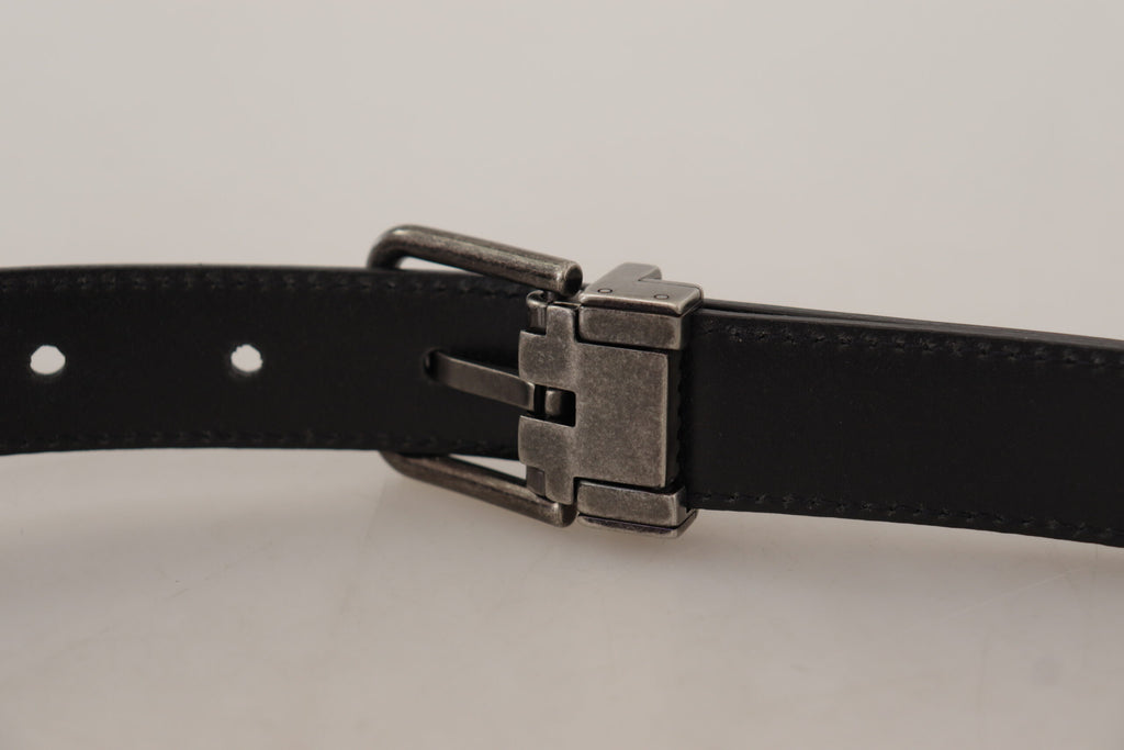 Ceinture Dolce & Gabbana en cuir noir uni avec boucle métallique logo vintage