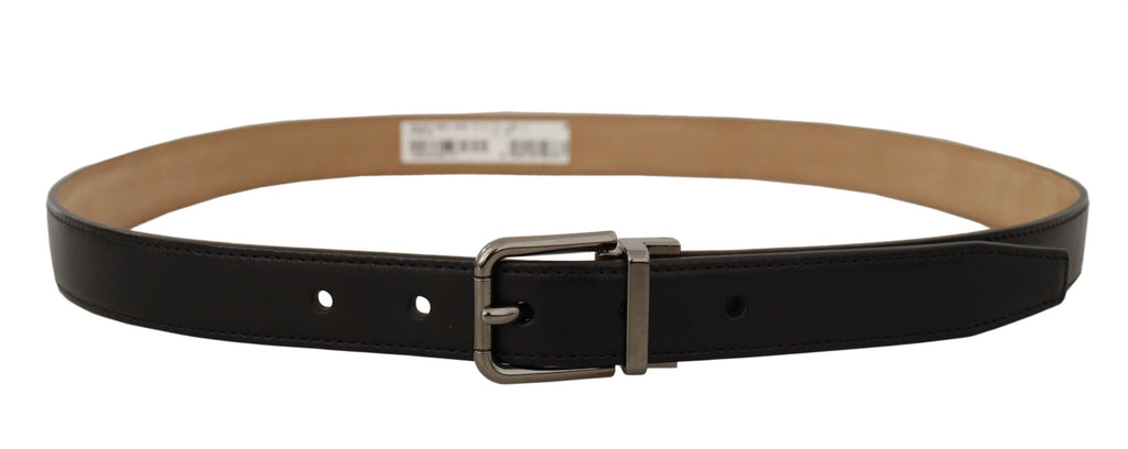 Ceinture Dolce & Gabbana en cuir de veau noir avec boucle en métal gravée du logo