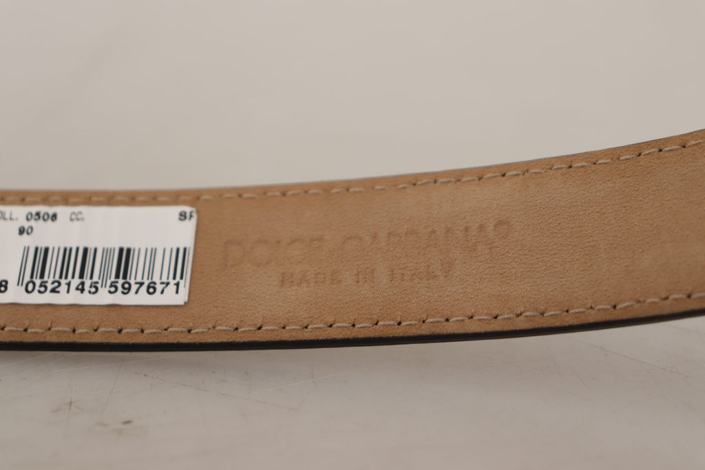 Ceinture Dolce & Gabbana en cuir de veau noir avec boucle en métal gravée du logo