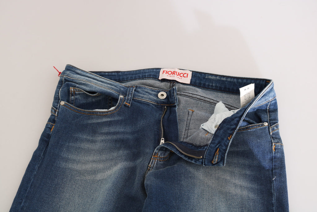 Jean slim en denim délavé bleu taille mi-haute Fiorucci