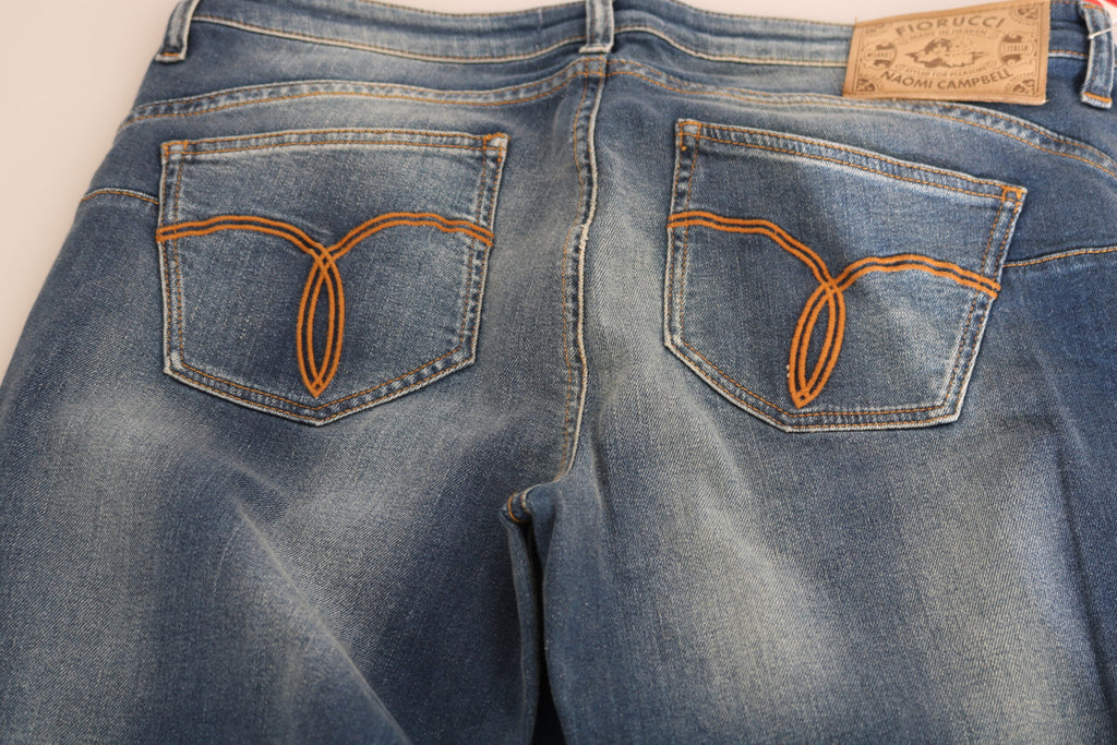 Jean slim en denim délavé bleu taille mi-haute Fiorucci