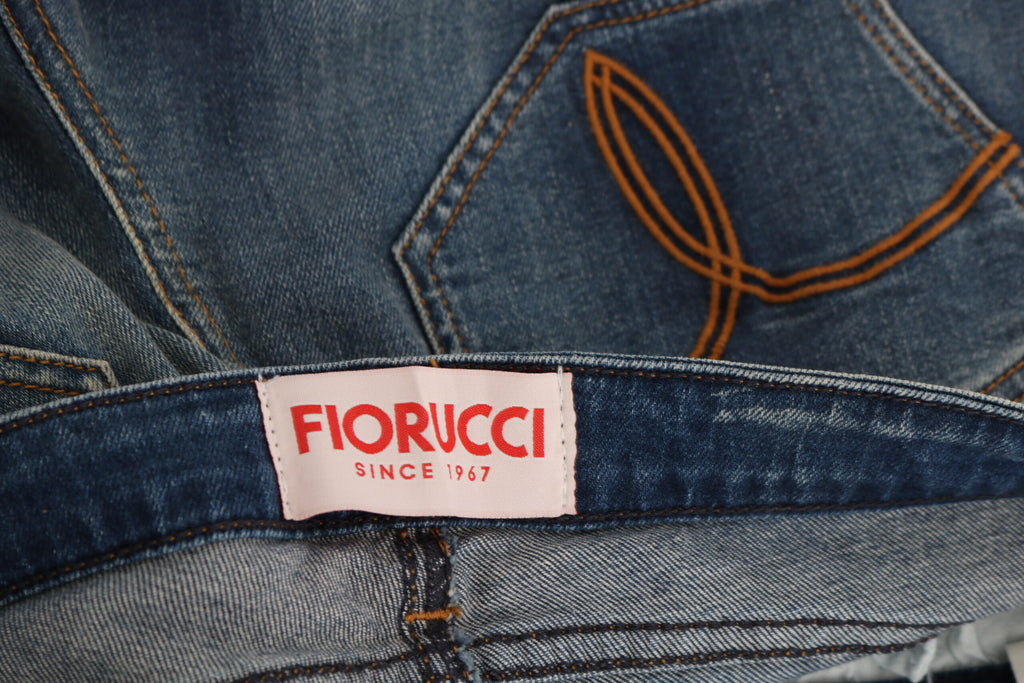 Jean slim en denim délavé bleu taille mi-haute Fiorucci