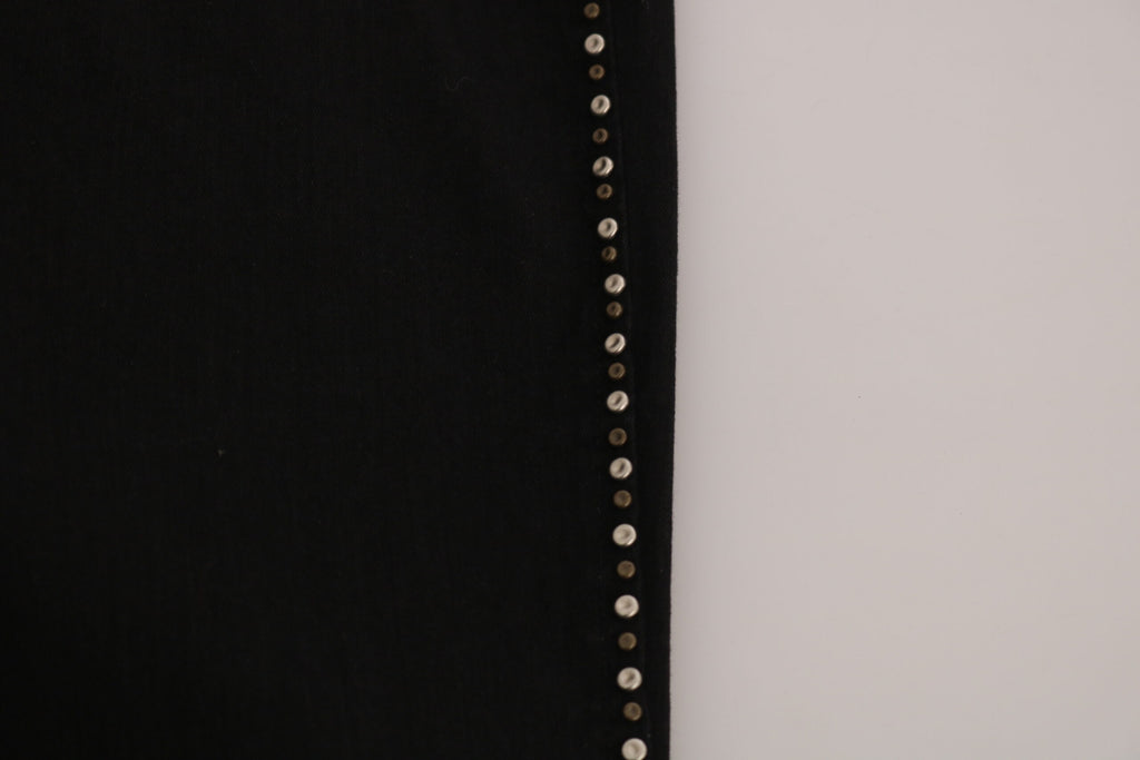 Jean slim en denim noir orné à taille mi-haute Costume National