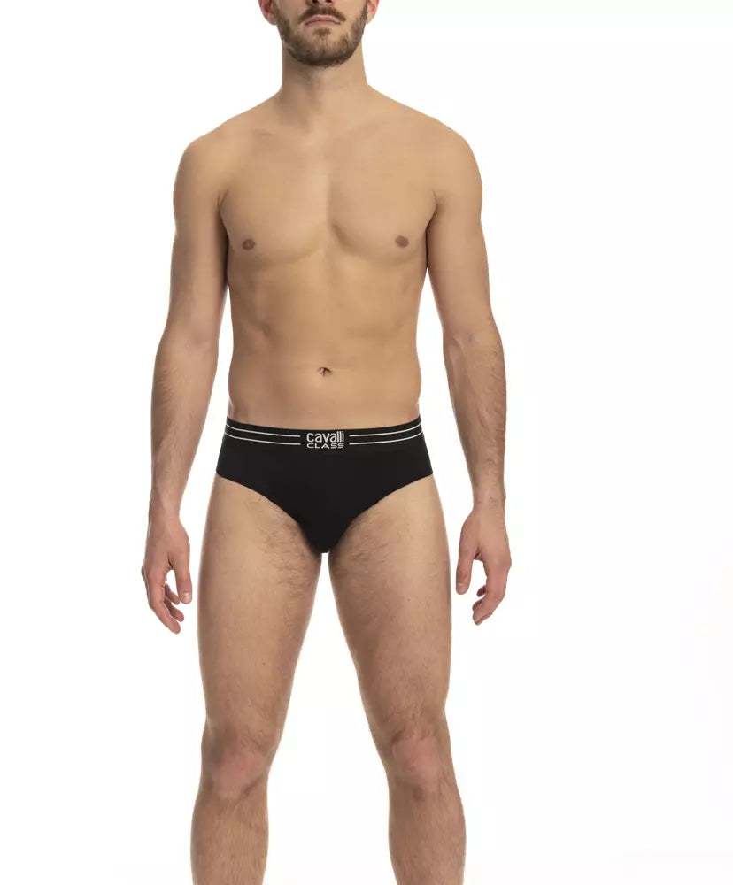 Lot de trois sous-vêtements homme Cavalli Class en coton noir