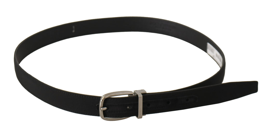 Ceinture Dolce & Gabbana en toile de veau noire avec logo en métal argenté
