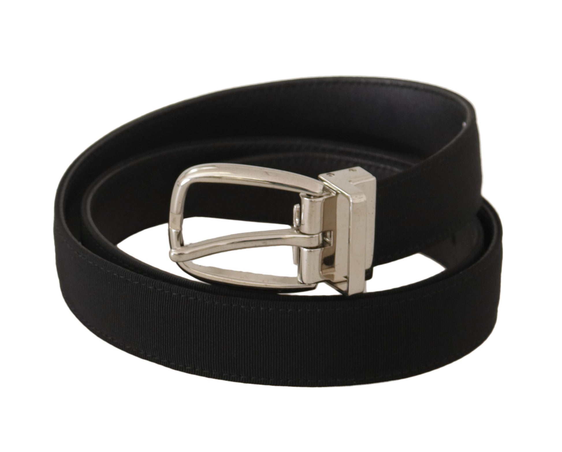 Ceinture Dolce & Gabbana en cuir de veau noir, boucle en métal argenté