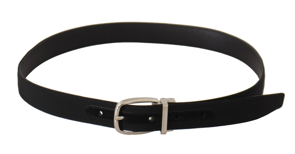 Ceinture Dolce & Gabbana en cuir de veau noir, boucle en métal argenté