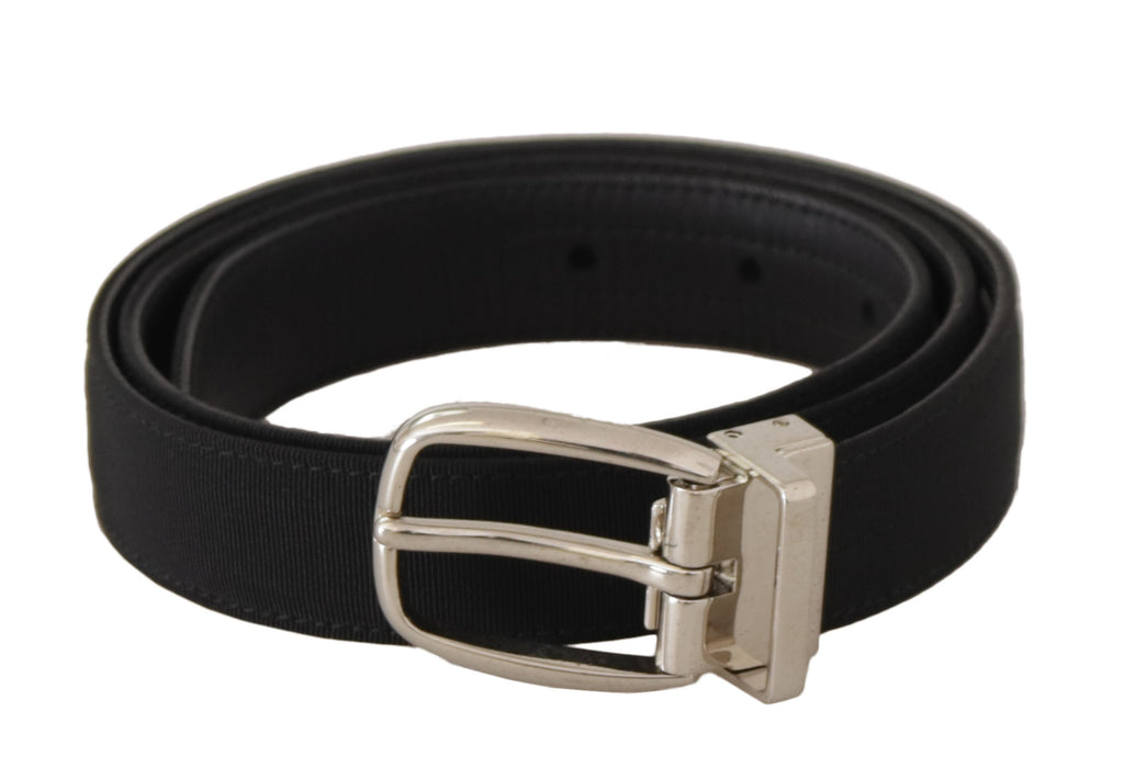 Ceinture Dolce & Gabbana en cuir de veau noir, boucle en métal argenté
