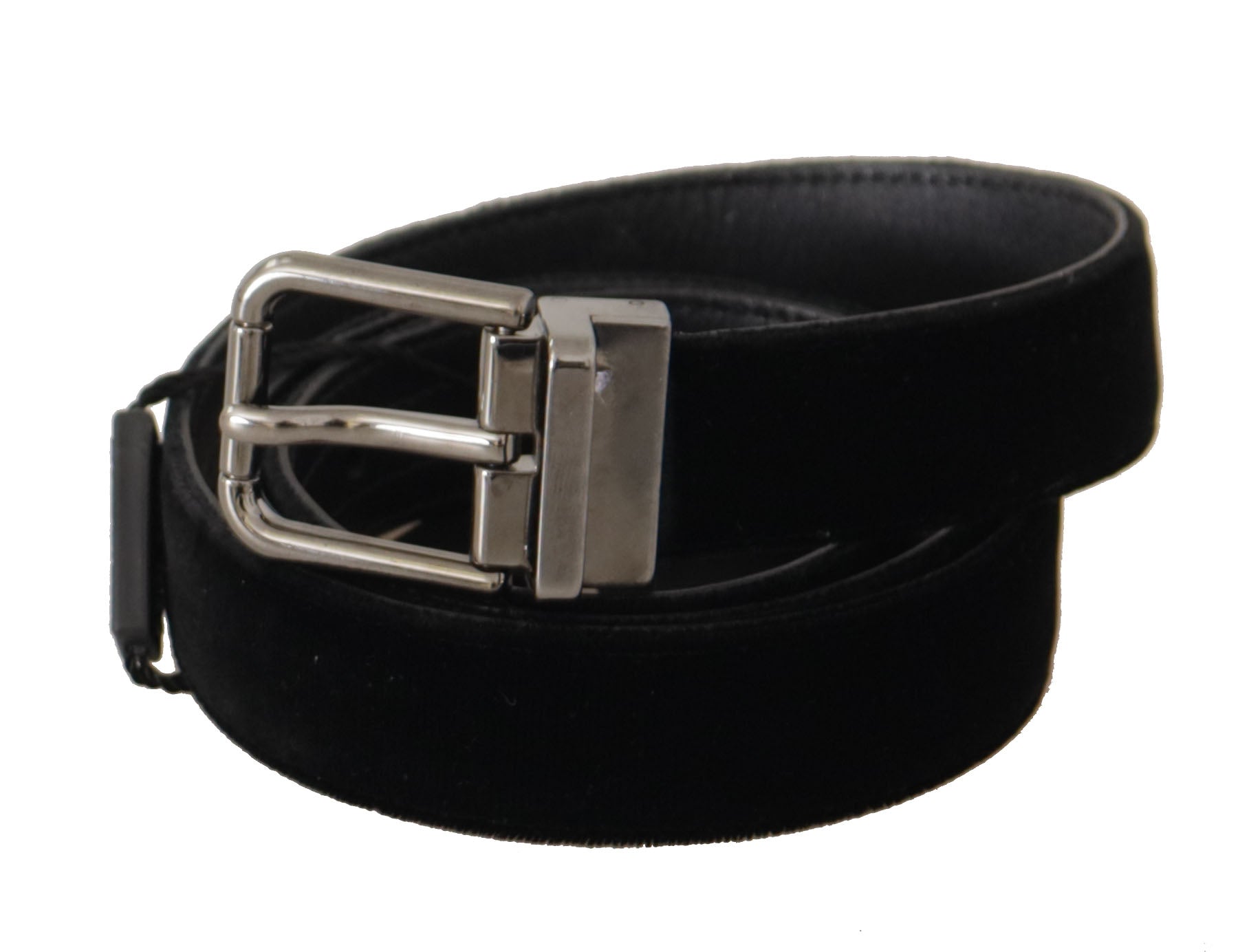 Ceinture Dolce & Gabbana en Coton Noir avec Boucle en Métal Argenté