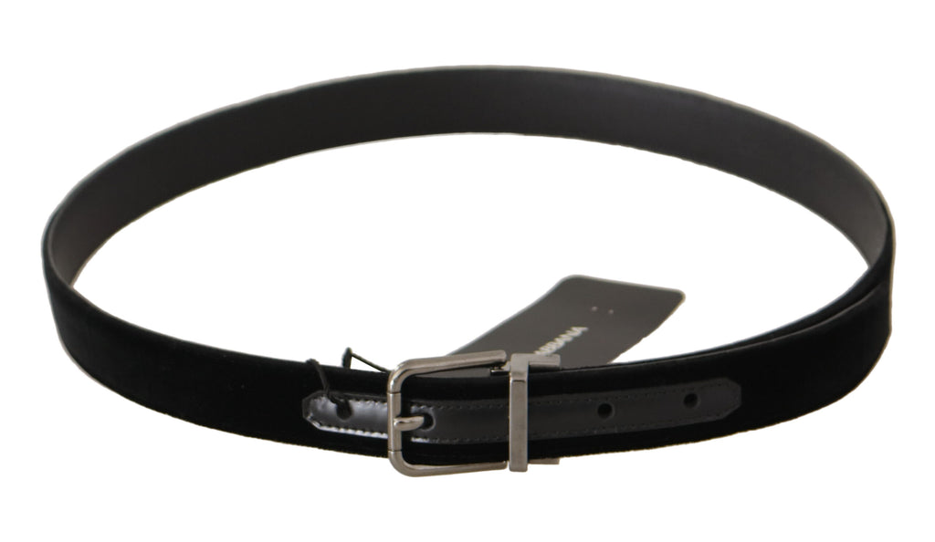 Ceinture Dolce & Gabbana en Coton Noir avec Boucle en Métal Argenté