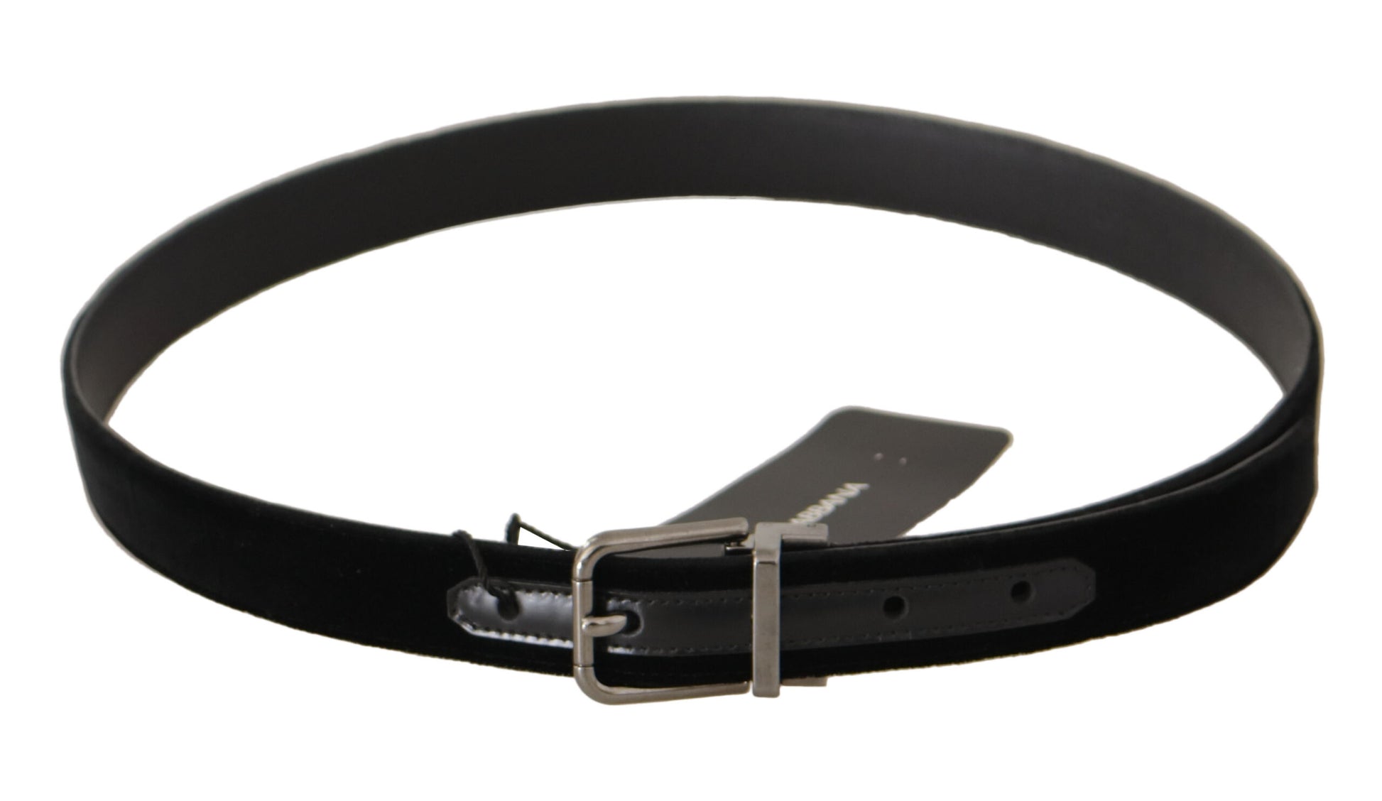 Ceinture Dolce & Gabbana en Coton Noir avec Boucle en Métal Argenté