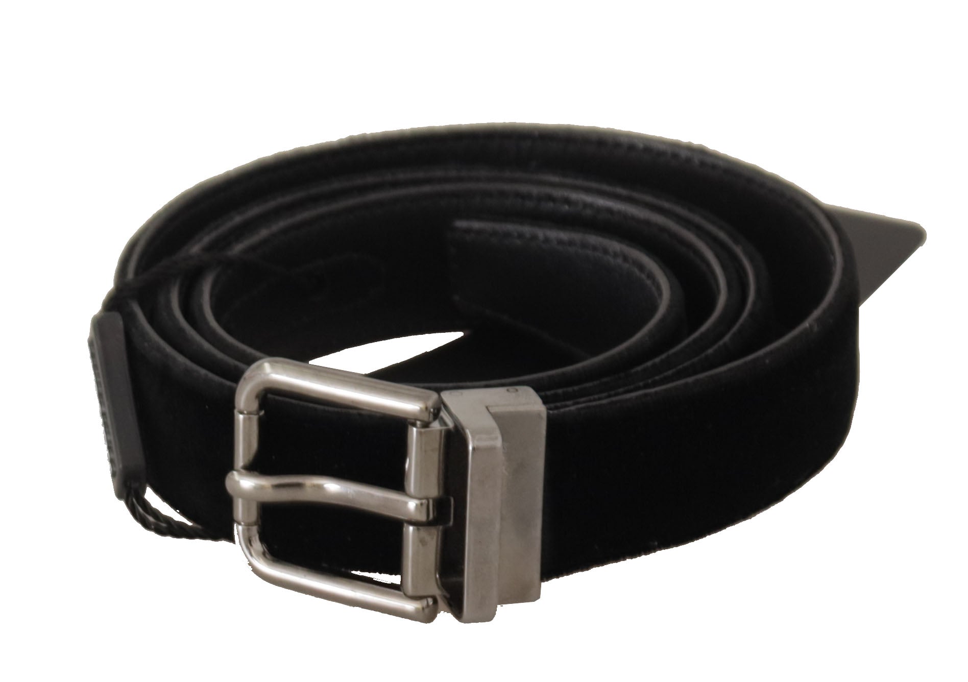 Ceinture Dolce & Gabbana en Coton Noir avec Boucle en Métal Argenté