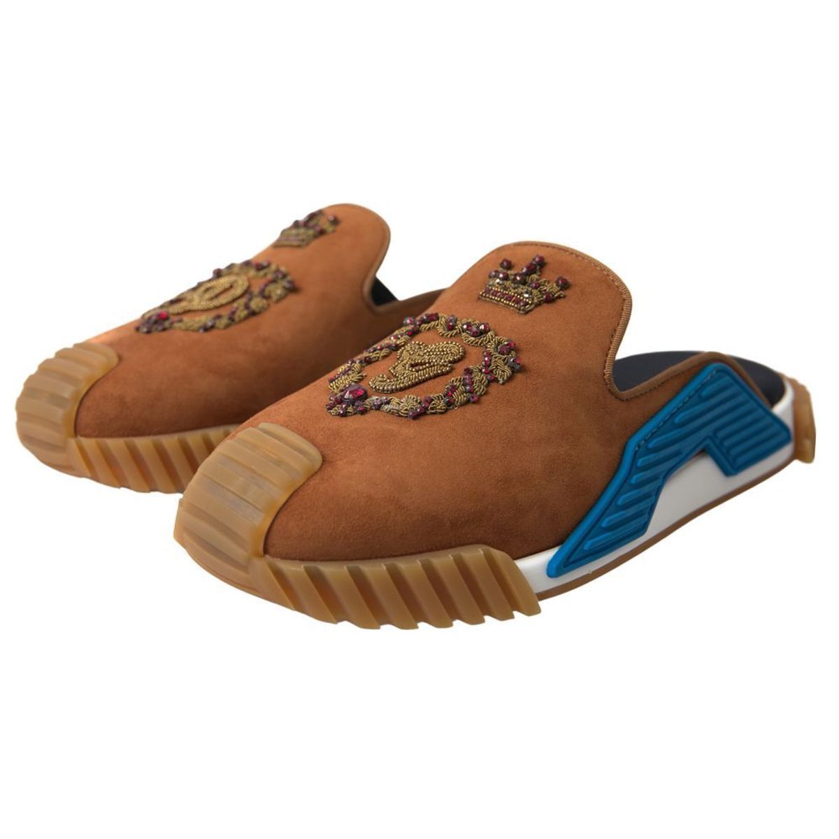 Dolce & Gabbana Brown Slides for Men side view