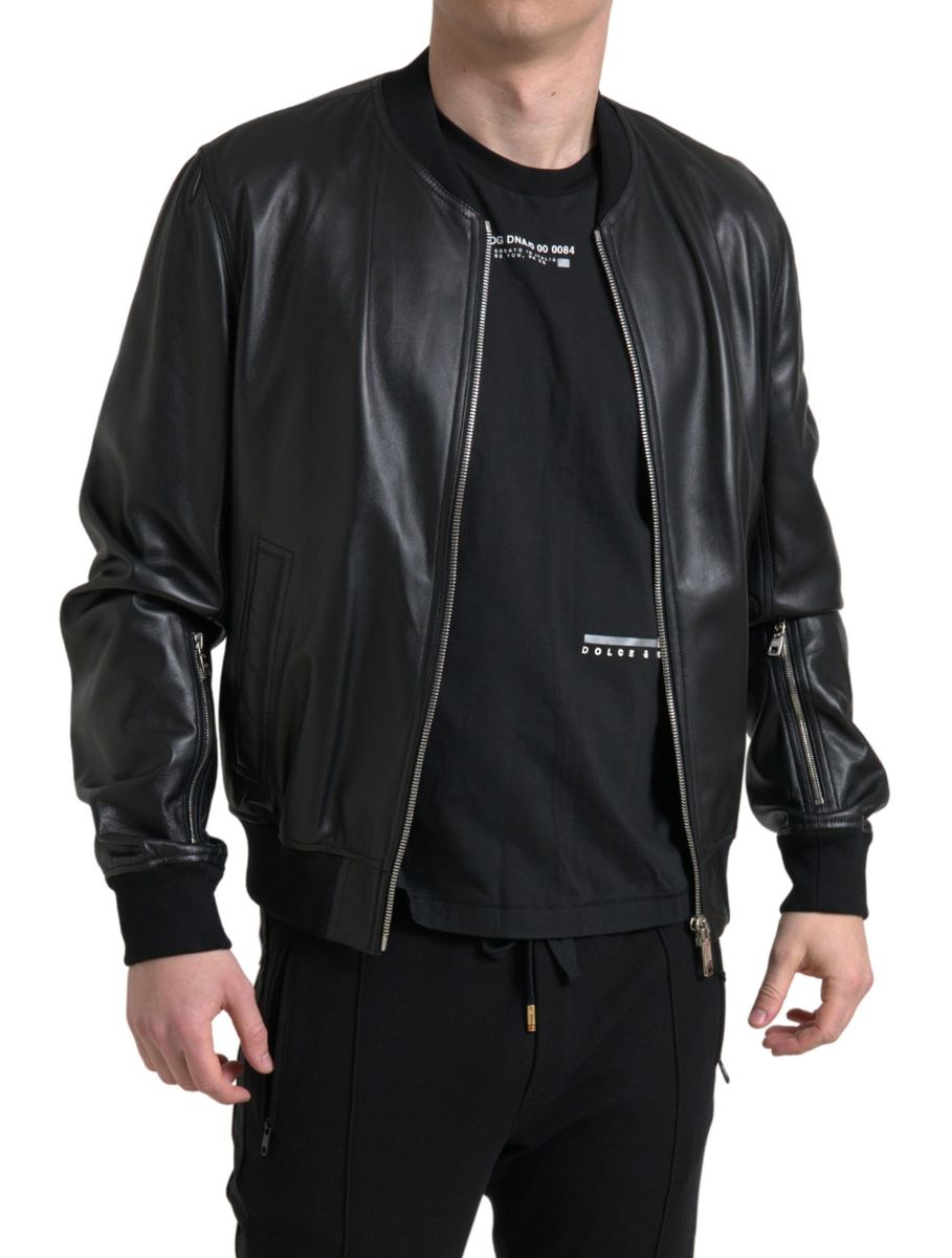 Dolce & Gabbana Black Bomber for Men side view
