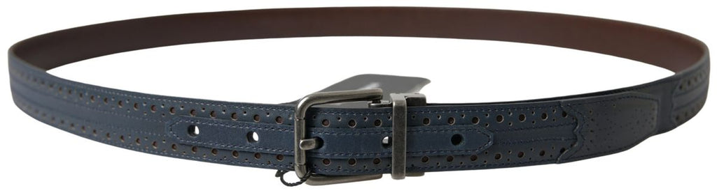 Ceinture Dolce & Gabbana en cuir bleu perforé avec boucle en métal