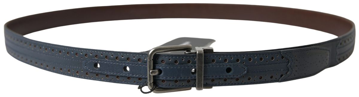Ceinture Dolce & Gabbana en cuir bleu perforé avec boucle en métal