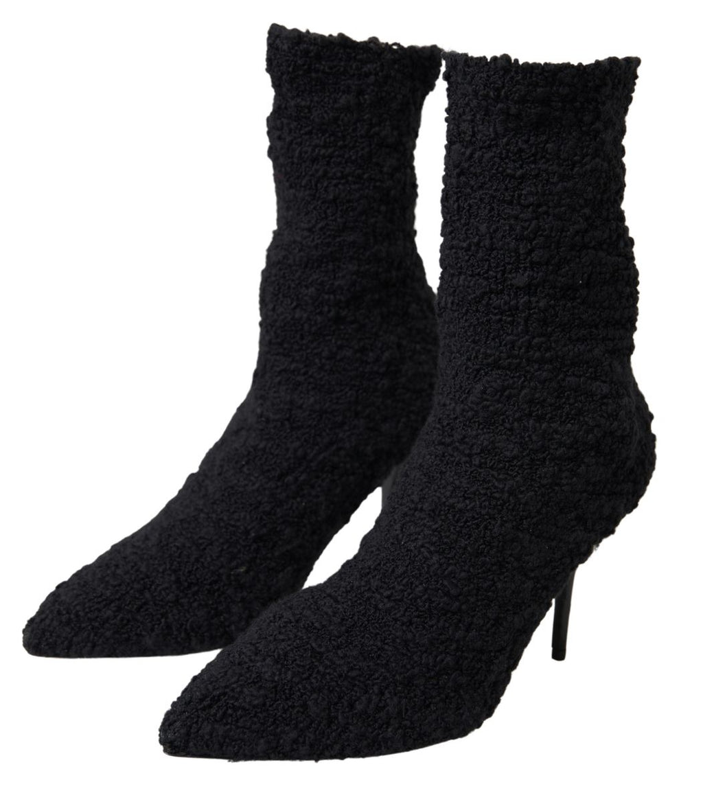 Bottes mi-mollet à talons aiguilles noires Dolce & Gabbana