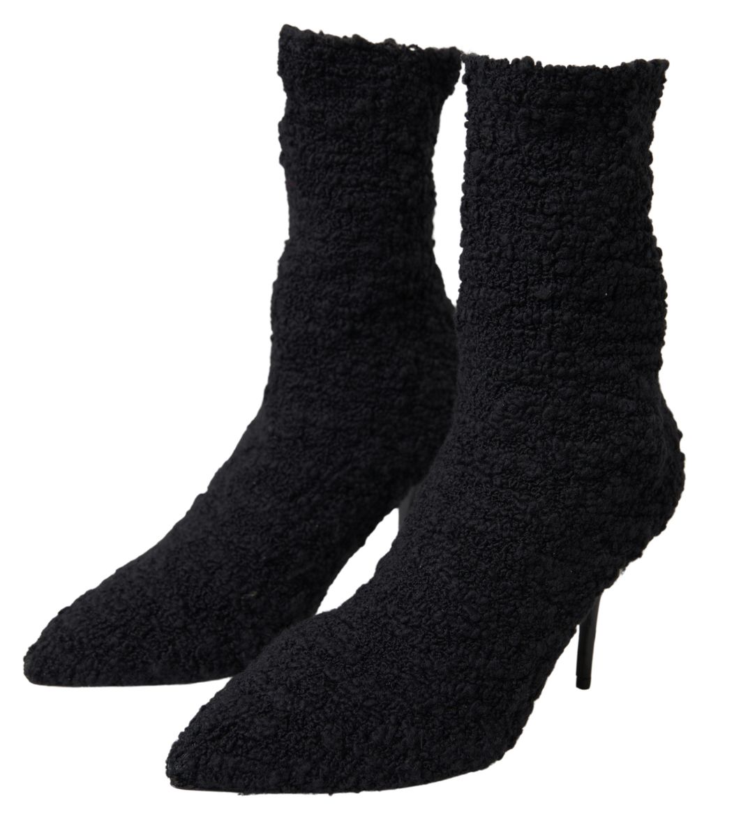 Bottes mi-mollet à talons aiguilles noires Dolce & Gabbana