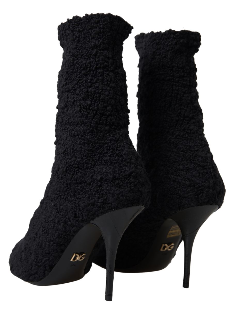 Bottes mi-mollet à talons aiguilles noires Dolce & Gabbana