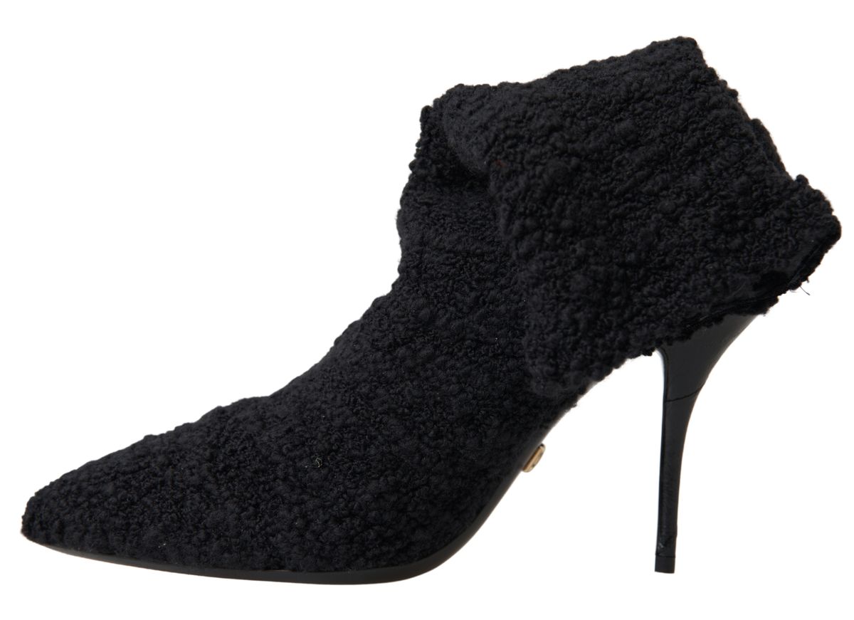 Bottes mi-mollet à talons aiguilles noires Dolce & Gabbana