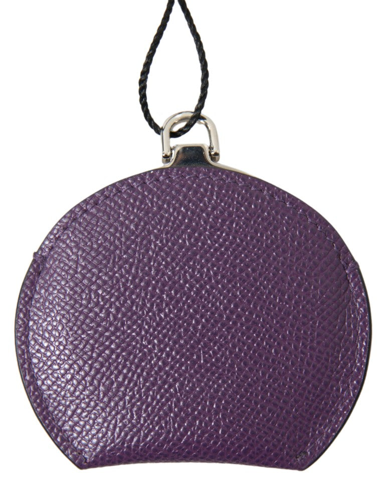 Porte-miroir rond en cuir de veau violet Dolce & Gabbana
