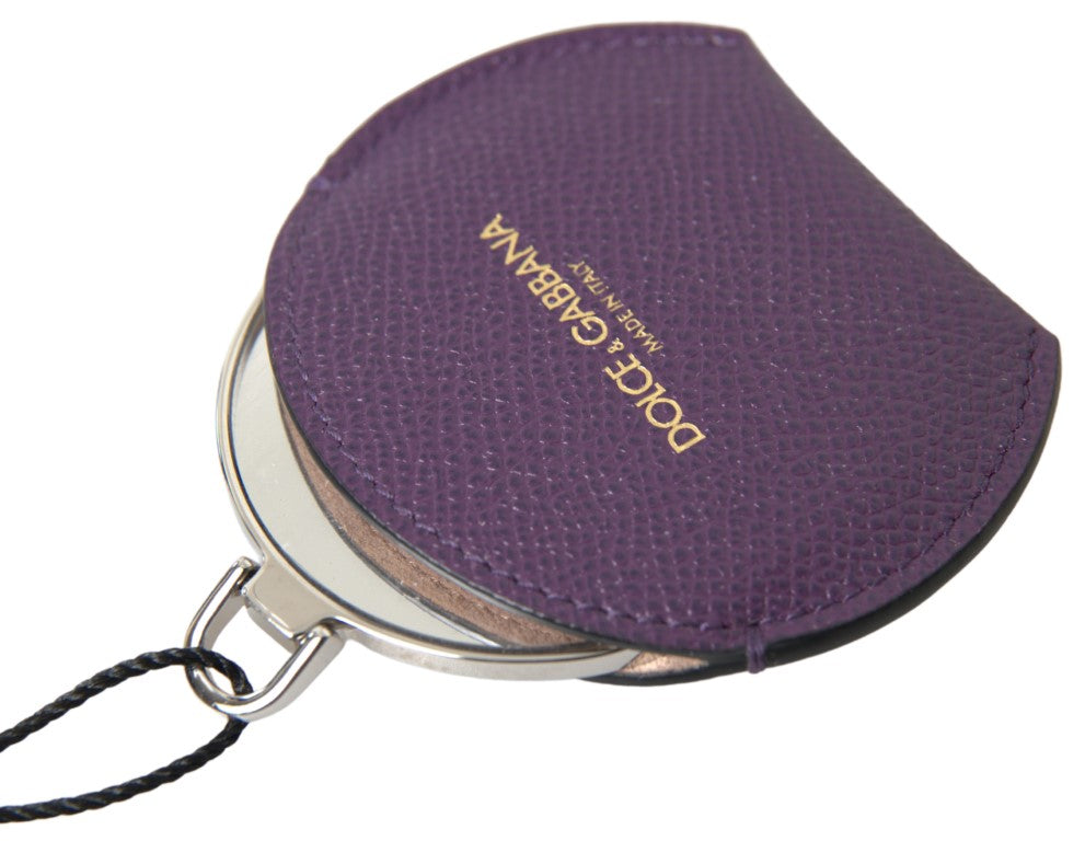 Porte-miroir rond en cuir de veau violet Dolce & Gabbana