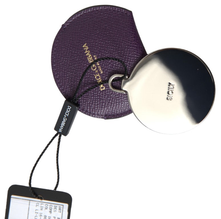 Porte-miroir rond en cuir de veau violet Dolce & Gabbana