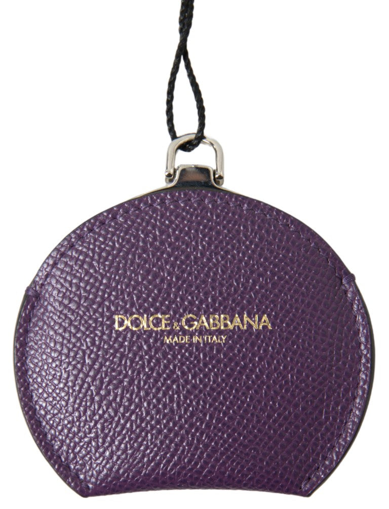 Porte-miroir rond en cuir de veau violet Dolce & Gabbana