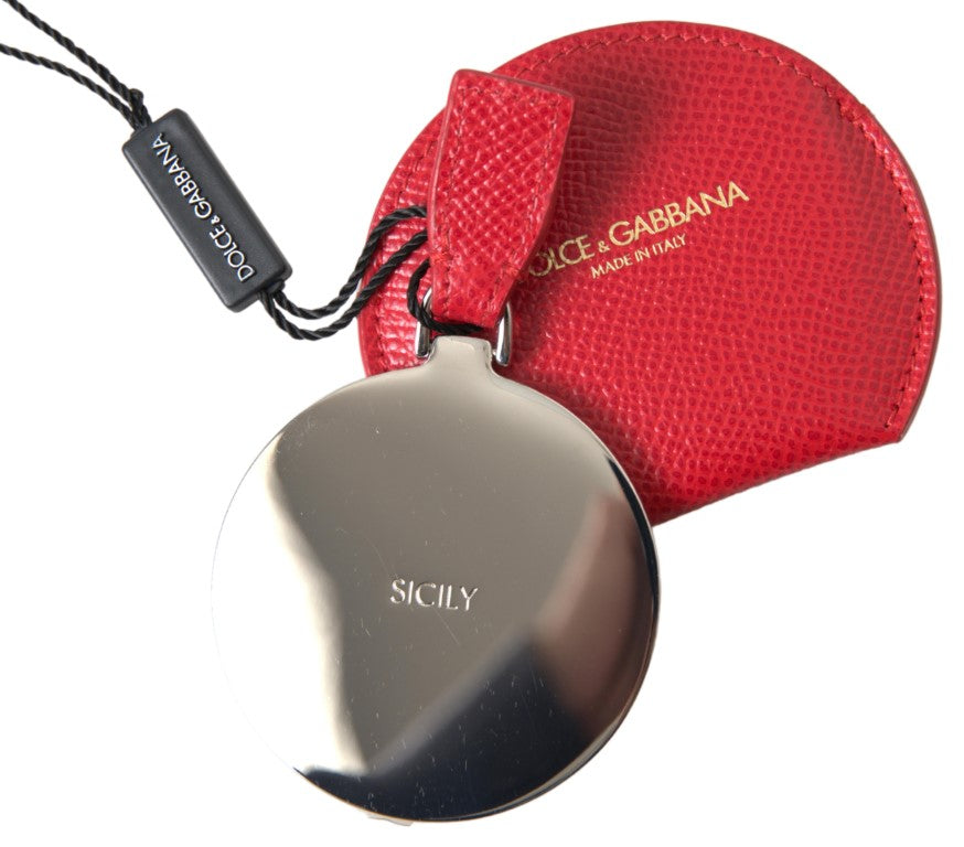 Dolce & Gabbana Étui en cuir de veau rouge pour miroir de poche