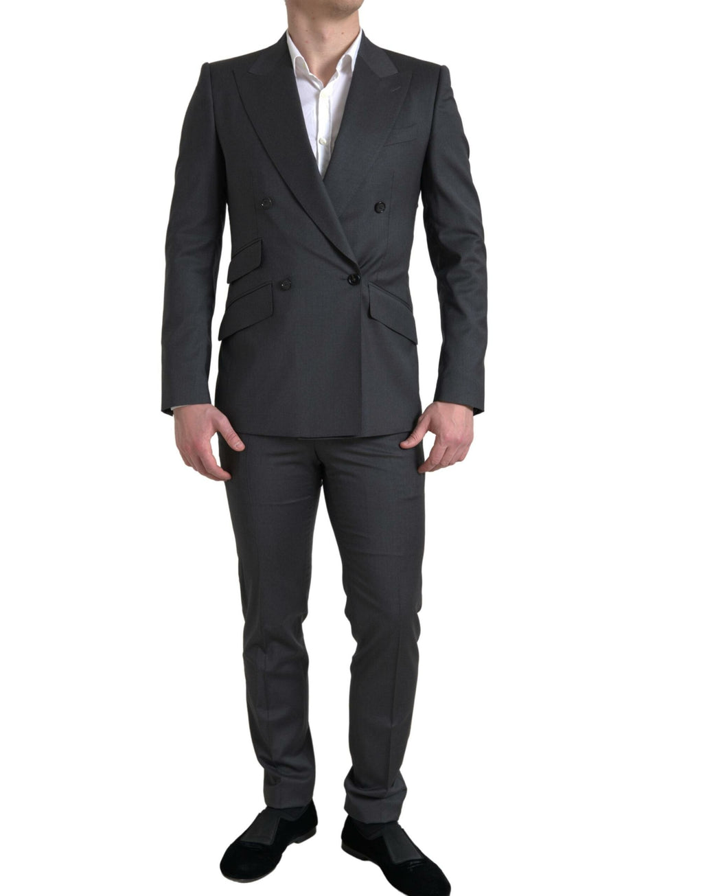 Dolce & Gabbana Grey Two Piece Suits for Men side view