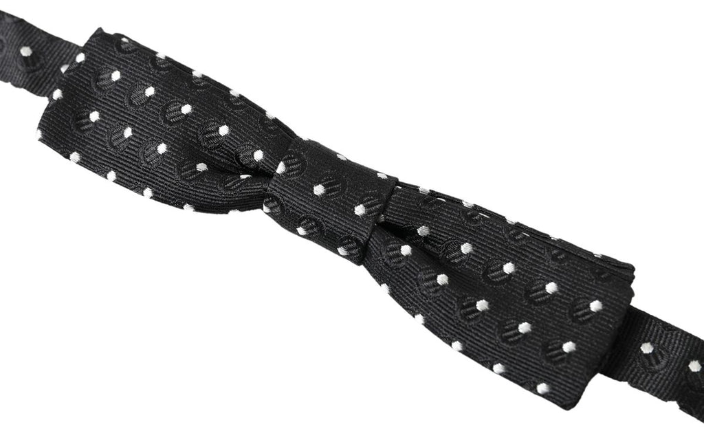 Nœud papillon papillon réglable en soie à pois noirs Dolce & Gabbana pour homme