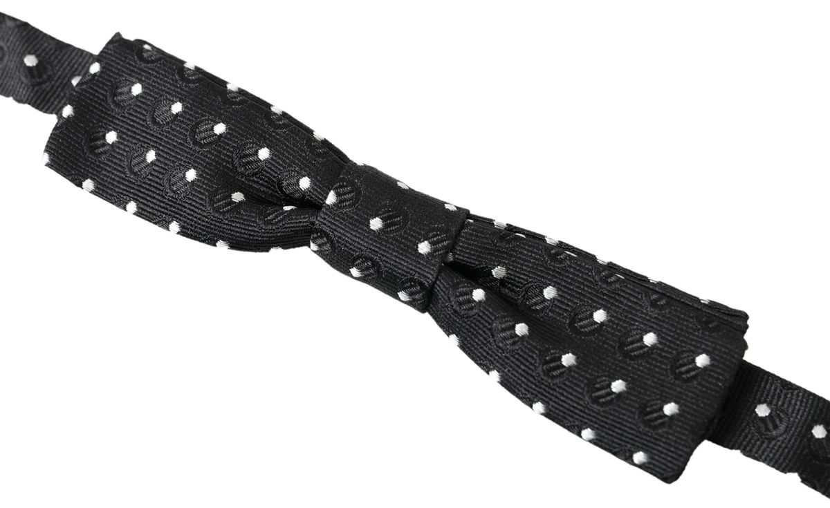 Nœud papillon papillon réglable en soie à pois noirs Dolce & Gabbana pour homme