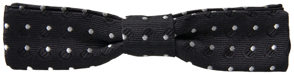 Nœud papillon papillon réglable en soie à pois noirs Dolce & Gabbana pour homme