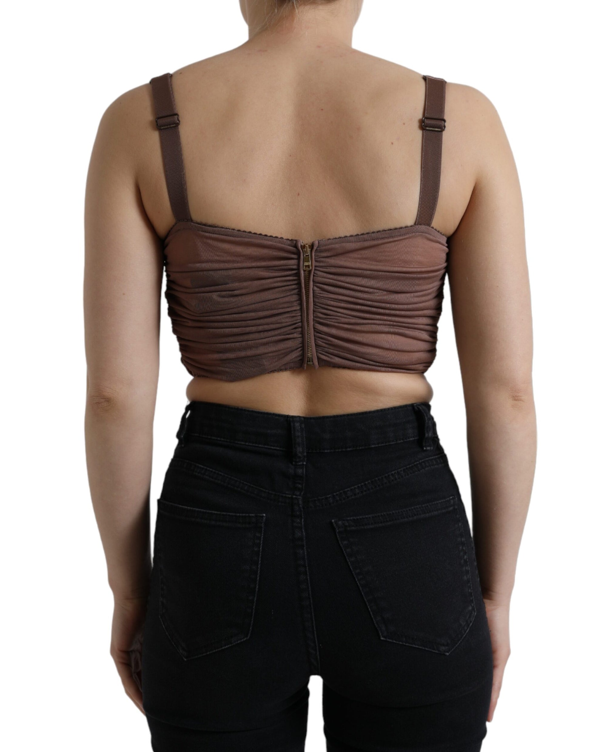 Dolce & Gabbana Brown Sleeveless T-Shirt for Women detail view