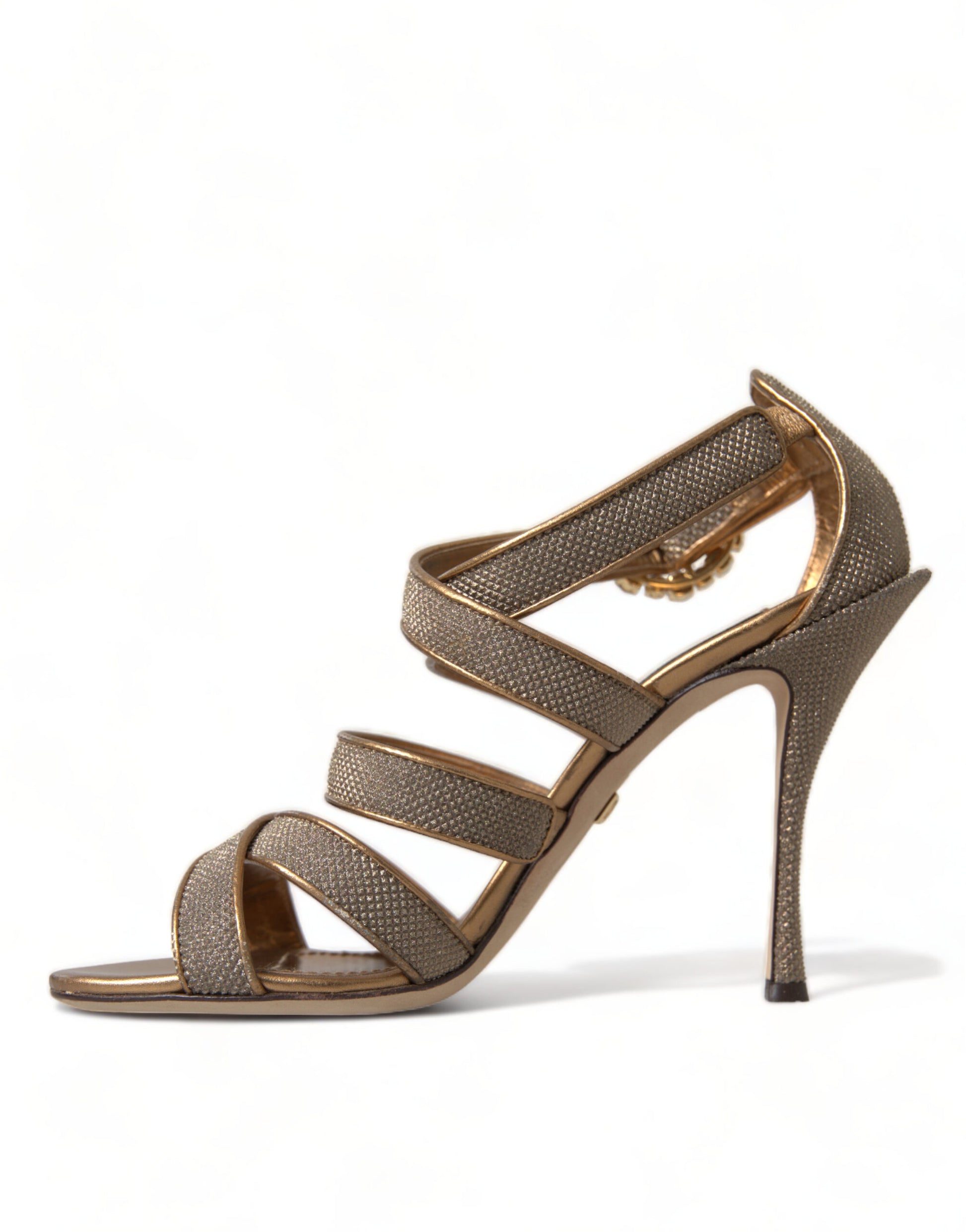 Sandales à talons Dolce & Gabbana en bronze et cristaux