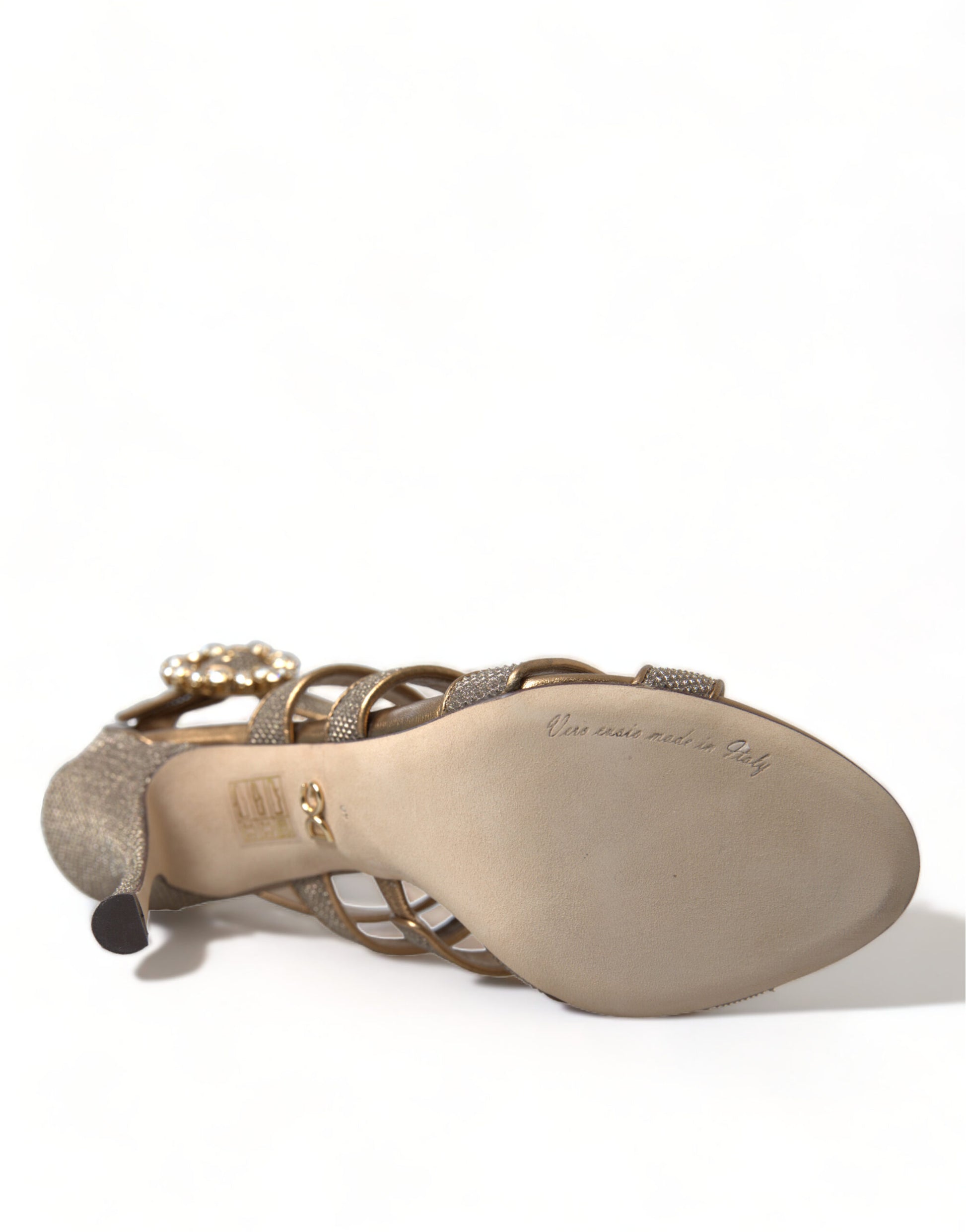 Sandales à talons Dolce & Gabbana en bronze et cristaux