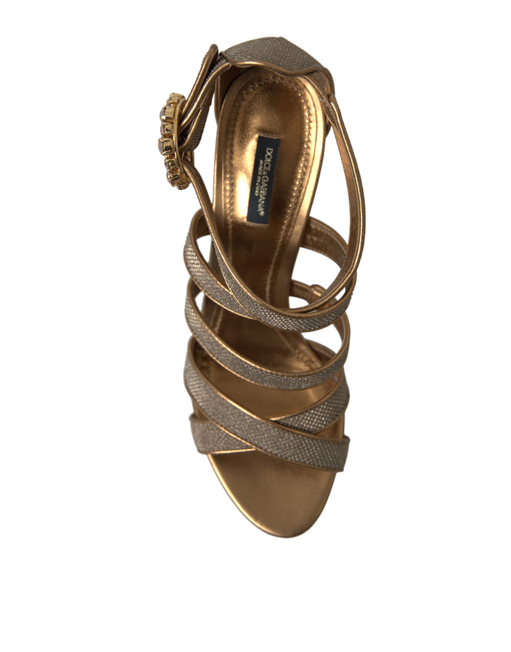 Sandales à talons Dolce & Gabbana en bronze et cristaux