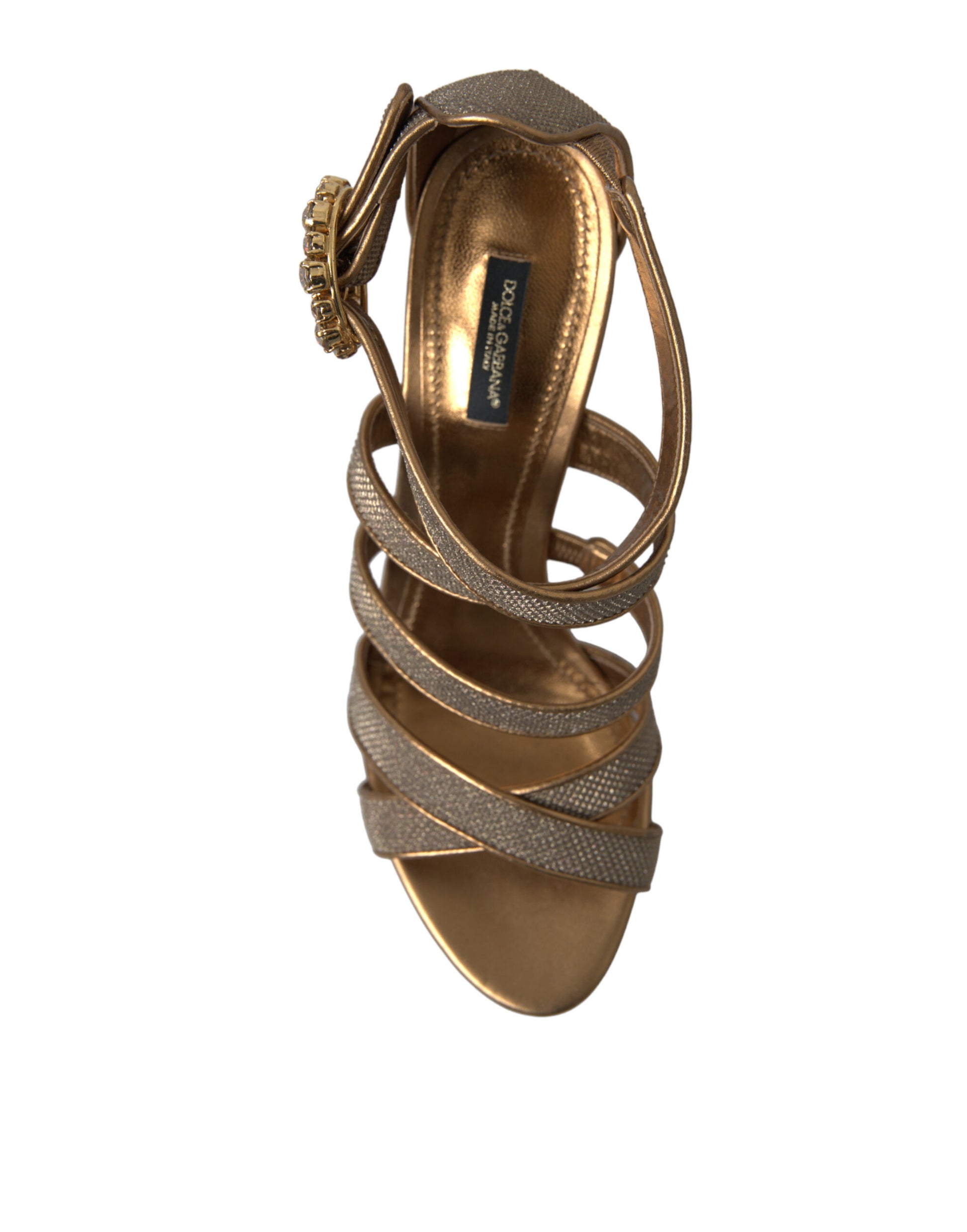 Sandales à talons Dolce & Gabbana en bronze et cristaux