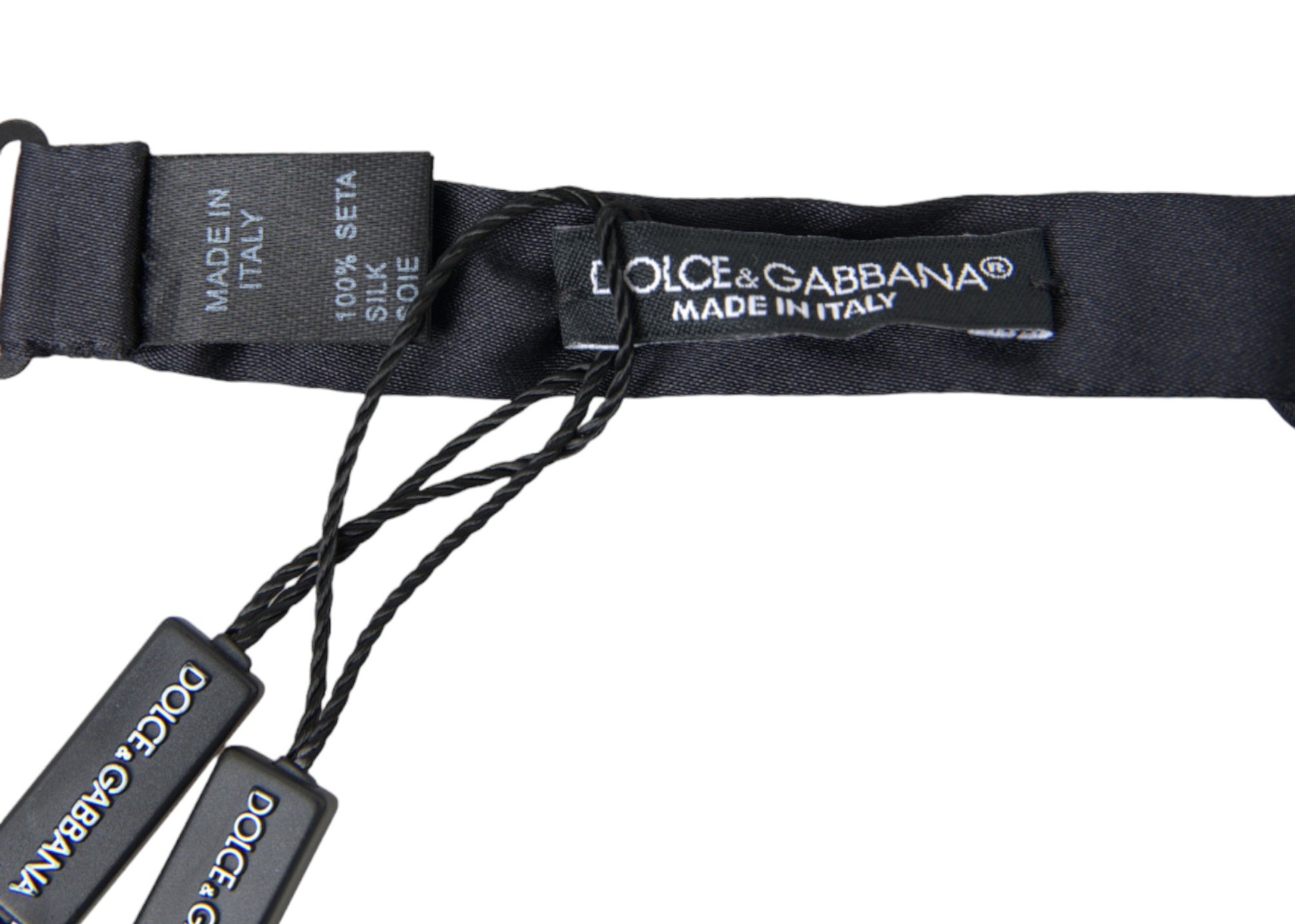 Nœud Papillon Homme Réglable en Satin de Soie Bleu Foncé Dolce & Gabbana