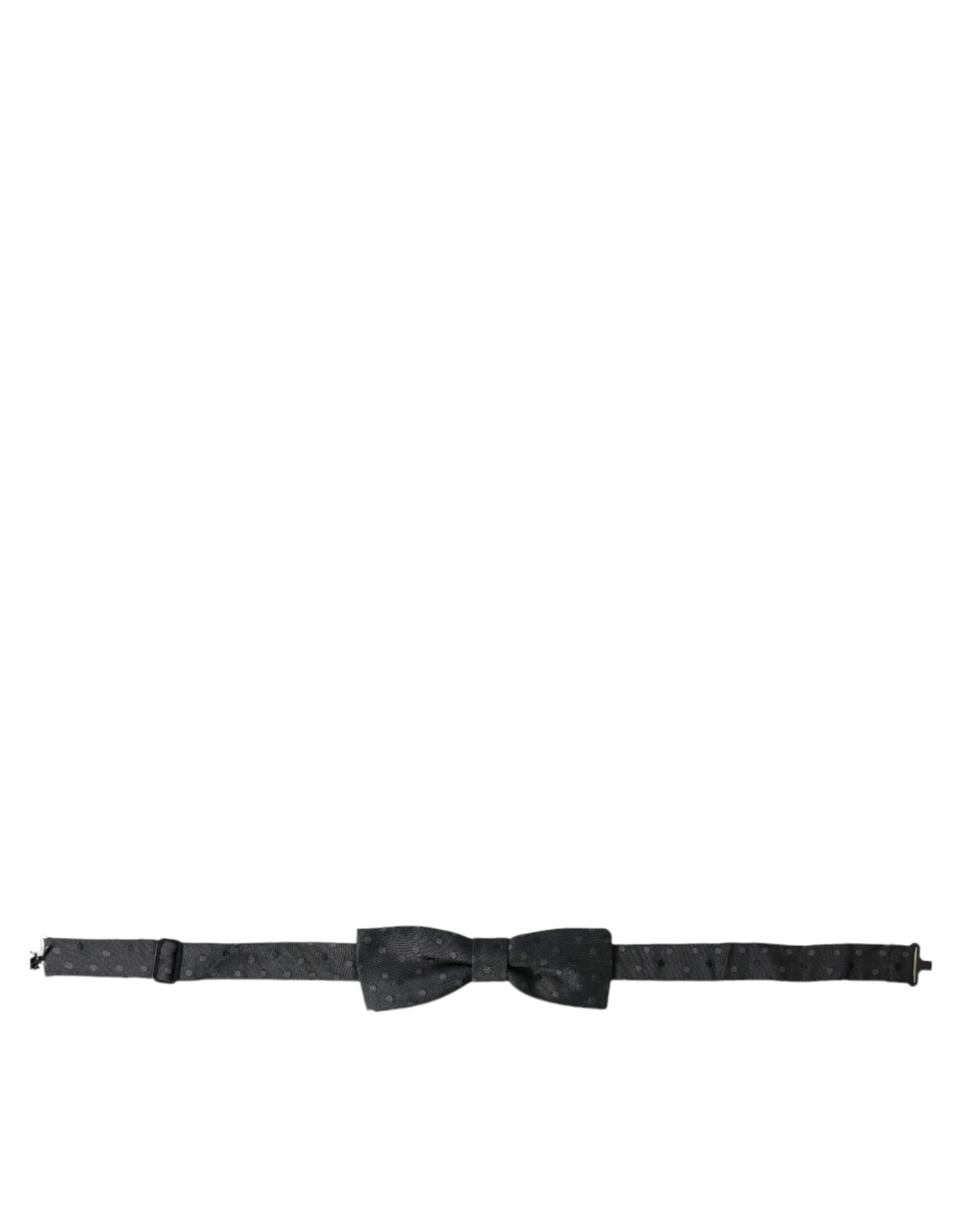 Nœud Papillon Papillon pour Homme Dolce & Gabbana en Soie Grise à Pois, Ajustable