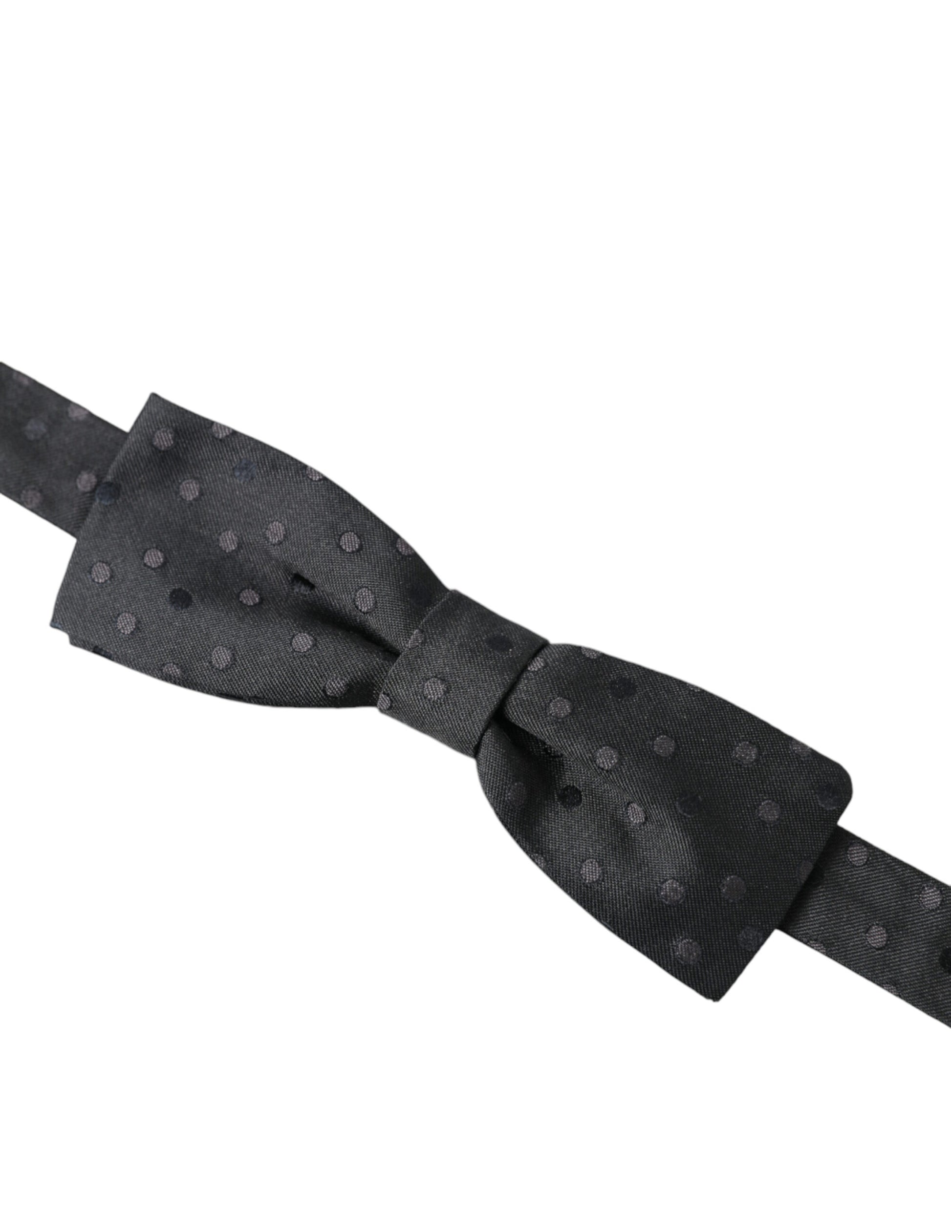 Nœud Papillon Papillon pour Homme Dolce & Gabbana en Soie Grise à Pois, Ajustable