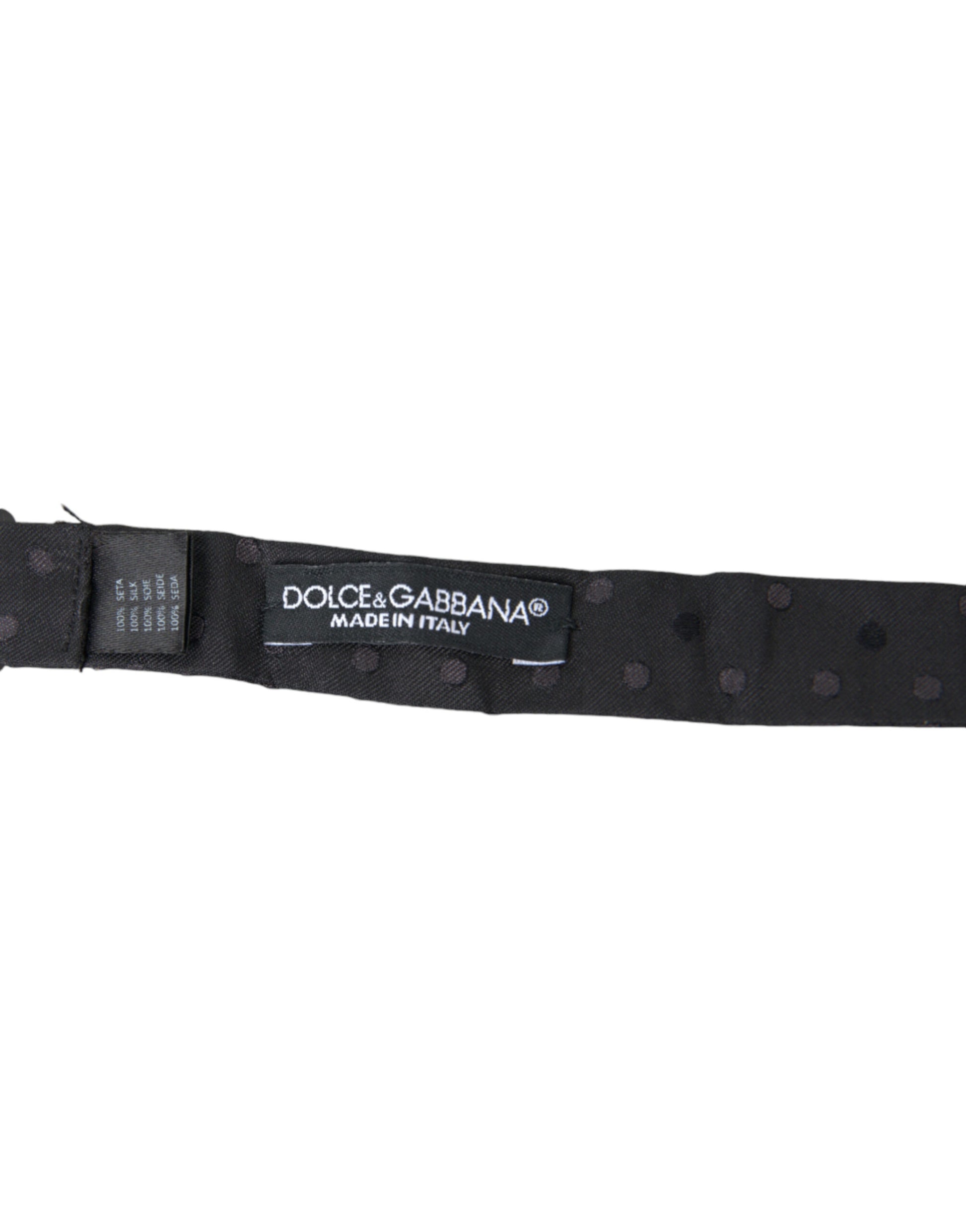 Nœud Papillon Papillon pour Homme Dolce & Gabbana en Soie Grise à Pois, Ajustable