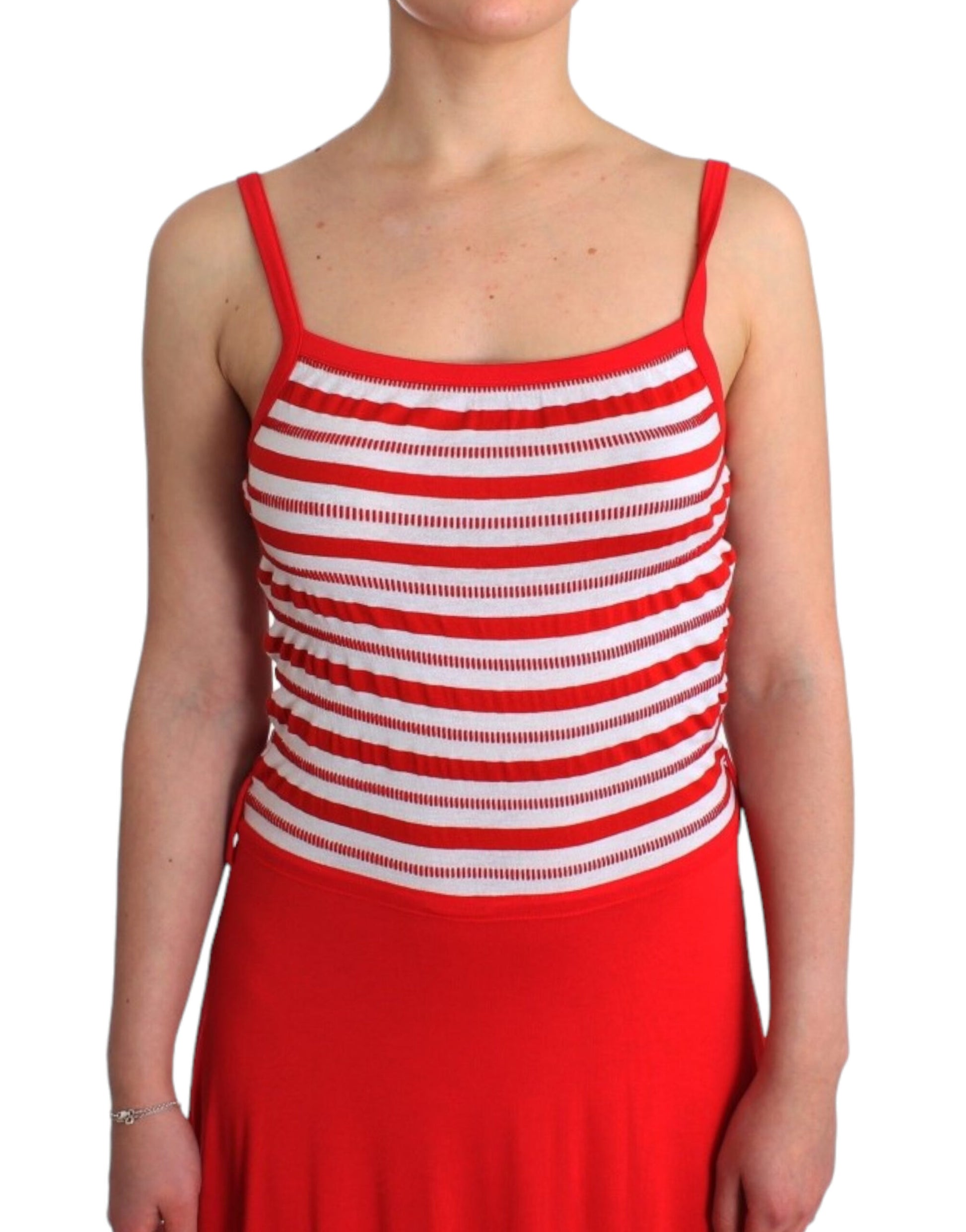 Roccobarocco Rot gestreiftes Jersey-A-Linien-Kleid